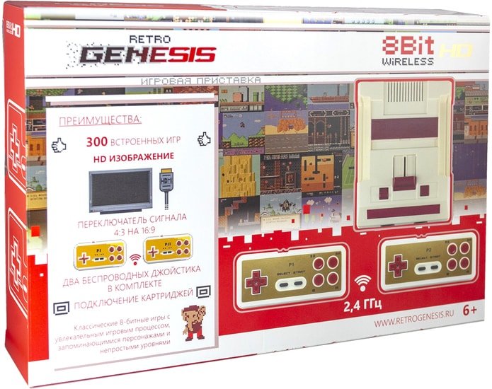 Игровая приставка Retro Genesis 8 Bit Wireless HD (2 геймпада, 300 игр) - фото