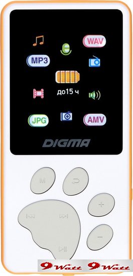 MP3 плеер Digma S4 8GB (белый/оранжевый) - фото