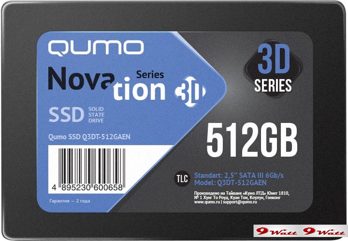 SSD QUMO Novation 3D TLC 512GB Q3DT-480GAEN - фото