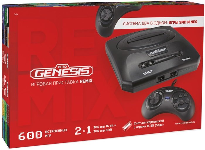 Игровая приставка Retro Genesis Remix (300 игр 16 bit + 300 игр 8 bit) - фото